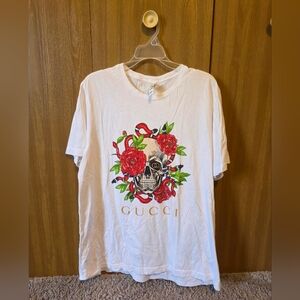 Bella Canvas White T-Shirt with Red and Green Design